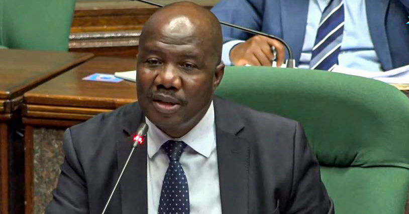 Principal Secretary in the Ministry of Home Affairs Nhlanhla Nxumalo providing responses to the PAC. 